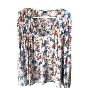 Old Navy Floral Crinkle Smocked Poet Swing Blouse Size Large‎ Boho